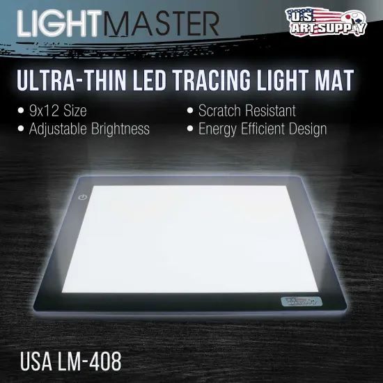 Lightmaster 18.75" Diagonal A4 LED Light Box Board - 9" x 12", Light Board Tracing Pad with Dimmable 12V Lamps, Artist Lightbox for Tracing, Drawing, Diamond Painting {2}