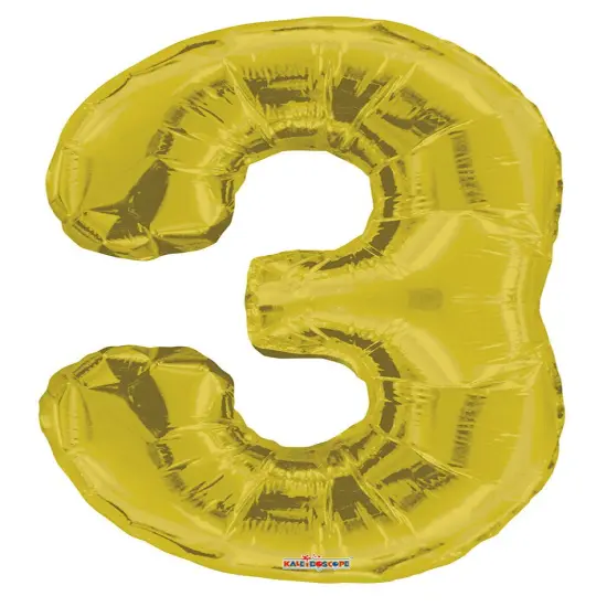 34" Numeral 3 Balloon - Gold, 1ct {1}