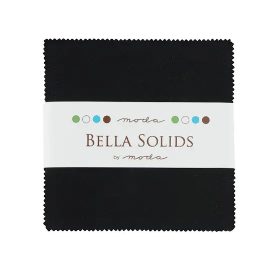 Bella Solids 5" Square Pack (Charm Pack) in Black by Moda for Moda (9900PP 99) {1}