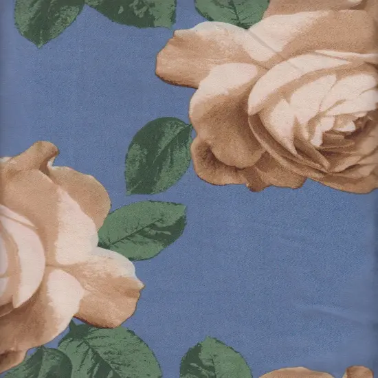 1 Yard Satin Floral Print Fabric Smooth Lightweight 58/59 Inches Wide AQUA BLUE {3}