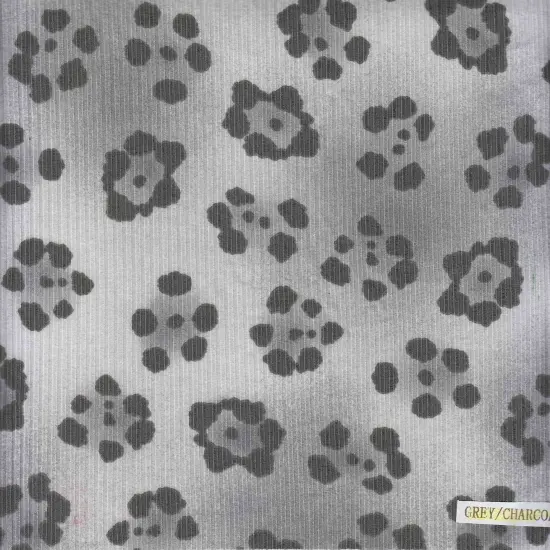 1 Yard 8X3 Yummy Rib Animal Leopard Print Stretch Knit Fabric 58/60 Inches Wide GREY/CHARCOAL {5}