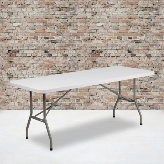 Emma and Oliver 6-Foot Plastic Folding Table Granite White {1}