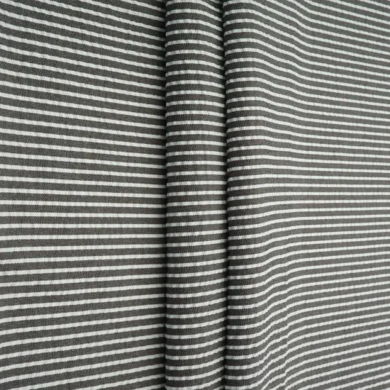 1 Yard Seersucker Stripe Fabric, 58/59&Prime; Wide Polyester Rayon Blend CORAL RED {4}