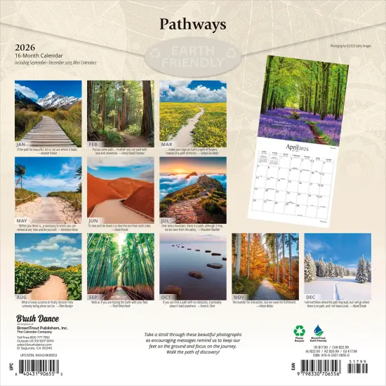 Pathways | 2026 12 x 24 Inch (Hanging) Monthly Square Wall Calendar | Plastic-Free {2}