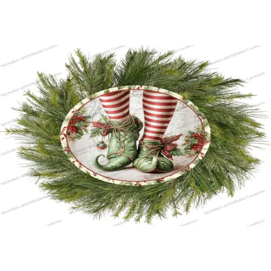 Vintage Elf Legs Round Metal Sign {3}