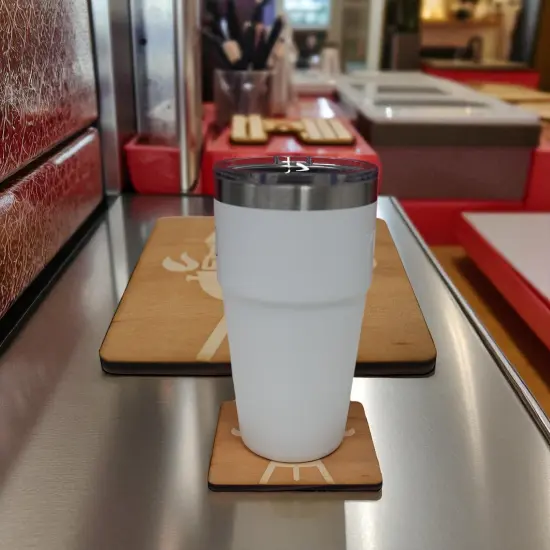 The Grillfather Coaster Set of two 4x4in Raw Wood {2}