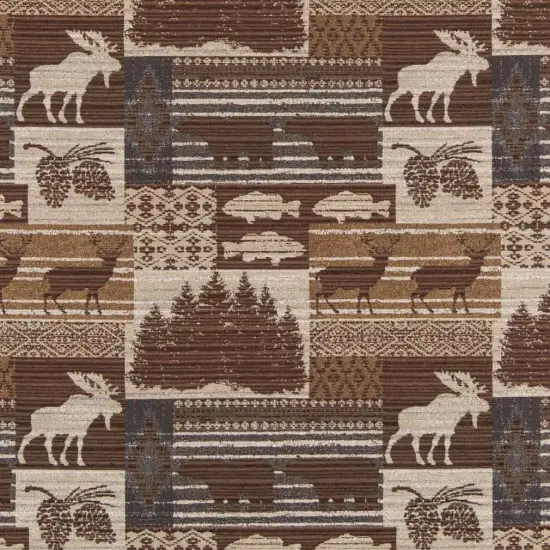Moose Slate - Brown Novelty Upholstery Fabric 54 Inches" {1}