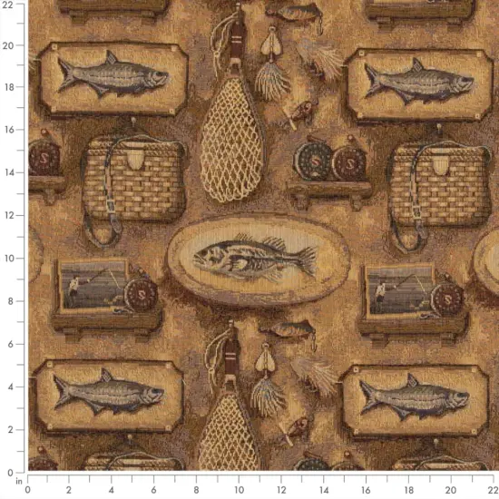 Big Catch - Brown Novelty Upholstery Fabric 54 Inches" {3}