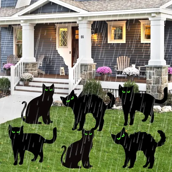 Halloween Decorations Outdoor, 6ct Black Cat Decor Yard Signs with Stakes, Scary Silhouette with Glow in Dark Eyes, Corrugated Plastic, Waterproof Lawn Decorations for Kids Family Home Party {2}