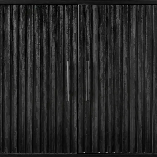 Best Choice Products 2-Door Slatted Storage Cabinet, Accent Furniture w/ Non-Scratch Foot Pads Black {4}