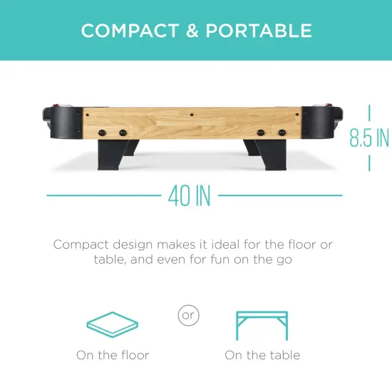 Best Choice Products 40in Air Hockey Arcade Table w/ 100V Motor, Electric Fan, 2 Strikers, 2 Pucks Natural {3}