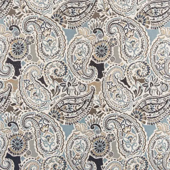 Cornflower - Blue Paisley Upholstery Fabric 54 Inches" {1}
