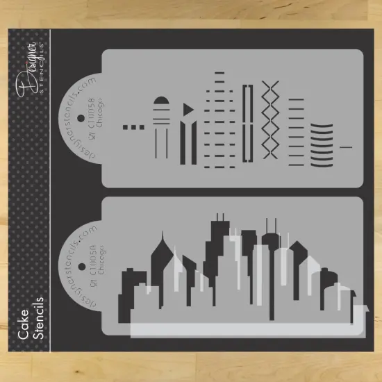 Chicago Detailed Skyline Cake Stencil Side | C1005 by Designer Stencils | Cake Decorating Tools | {1}