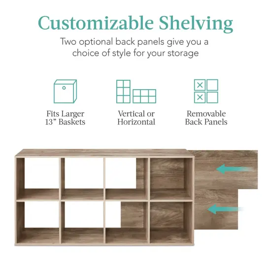 Best Choice Products 8-Cube Bookshelf, 13.5in Display Storage System, Organizer w/ Removable Back Panels Greige {3}