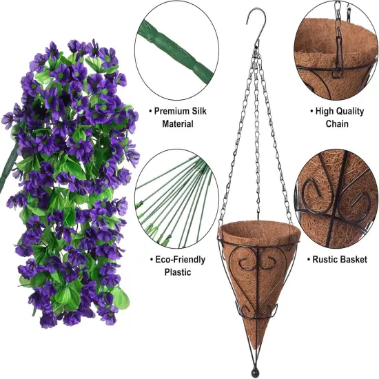 Artificial Hanging Flowers in 12 inch Basket {2}