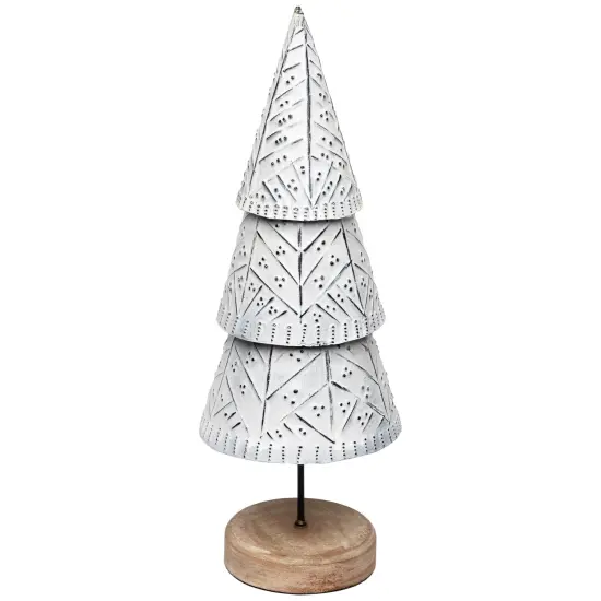 Northlight Winter Wonderland Metal Cone Christmas Tree Decoration - 13" White {4}