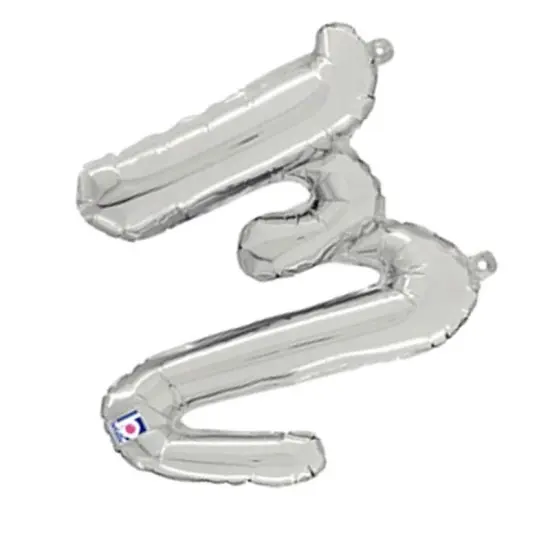 Betallic&reg; 14 Inch Script Letter M Silver Air Fill Only Balloon {4}