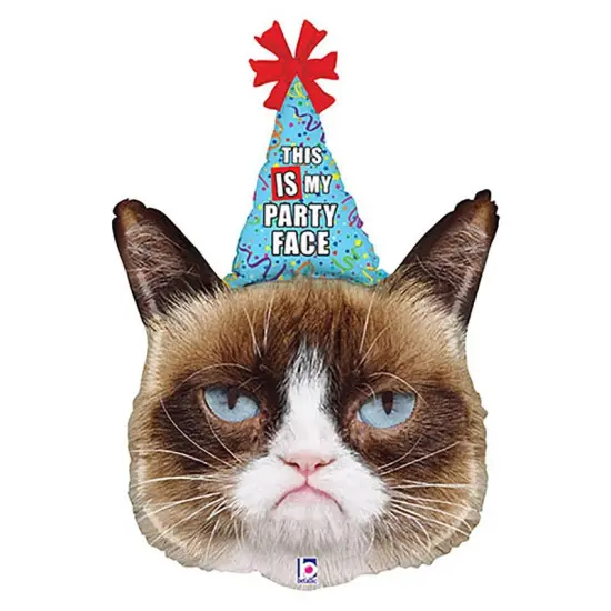 Grumpy Cat Party Face Foil Balloon Cat Shape 36" {1}