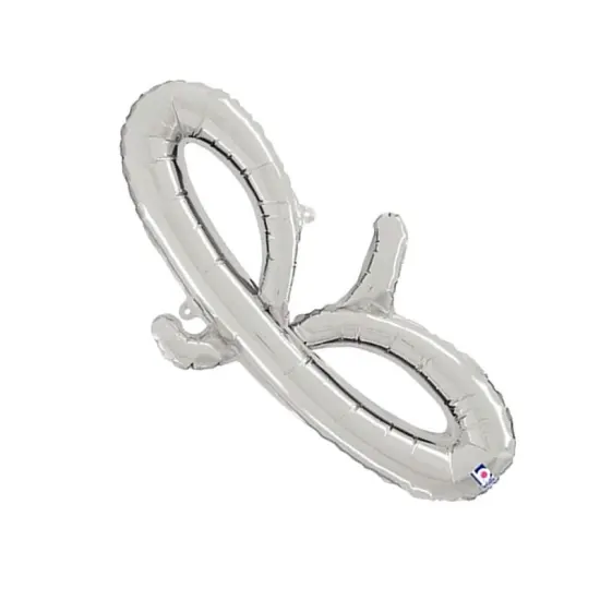 24 Inch Script Letter F Silver Air Fill Only Balloon {4}