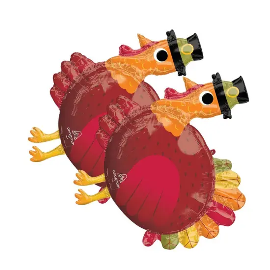 31" Pilgrim Turkey Foil Balloon Thanksgiving Party Decor {4}