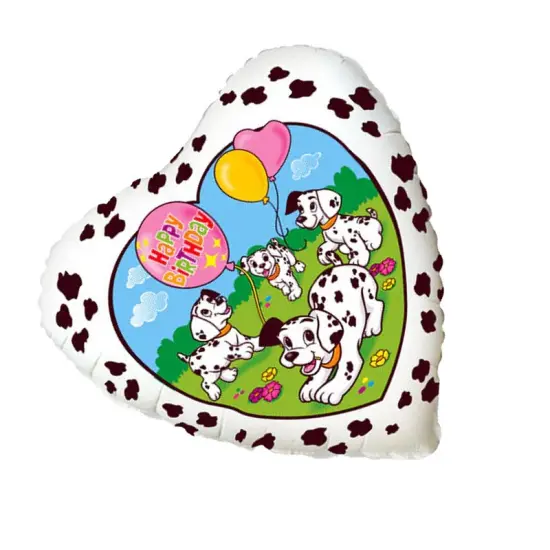 Happy Birthday Dalmatians Foil Balloon Heart Shape 18" White Dog Theme {5}
