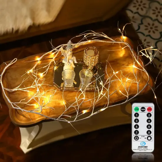 9FT Birch Garland with Lights Remote Control for Christmas {2}