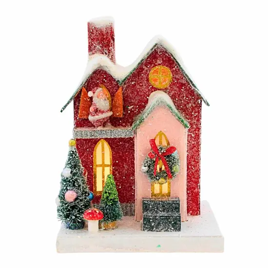 Cody Foster 7.25 In Petite Red House Christmas Putz House , Christmas Decor Putz House Santa {1}