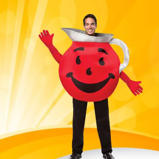 Adult Kool Aid Costume Red Kool Aid Guy Tunic with Gloves {1}