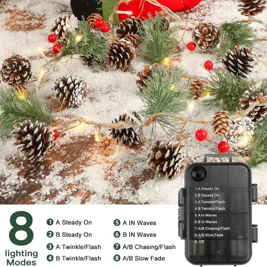 2 Pack 6ft Christmas Garland with Lights,Artificial pre lit Garland {4}