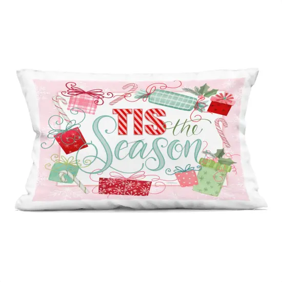 Stupell Industries Pastel Pink Tis The Season Decorative Printed Throw Pillow design by Nicole Tamarin, 14 x 7 x 20 {1}
