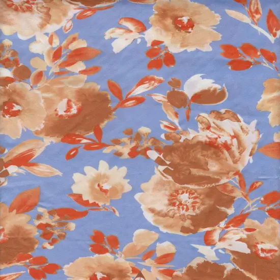 1 Yard Floral Print Satin Fabric, 57/58&Prime; Wide 100% Polyester CHAMBRAY {1}