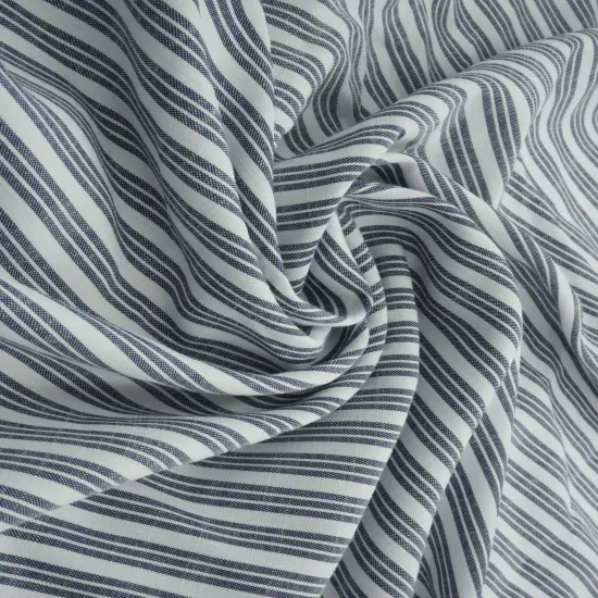 1 Yard Poplin Triple Stripe Fabric 57/58&Prime; Wide Polyester Rayon Blend BLACK {4}