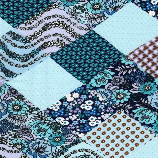 1 Yard Wool Dobby Floral Patchwork Fabric 57/58&Prime; Wide 100% Polyester NAVY/LILAC {1}