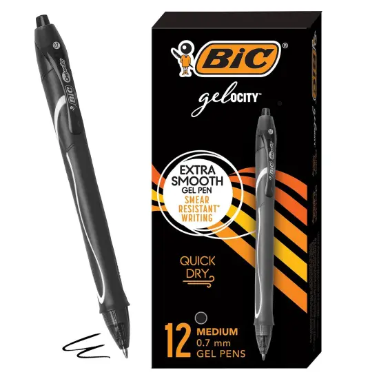 Gel-ocity&reg; Quick Dry Retractable Gel Pens, Black, Pack of 12 {1}
