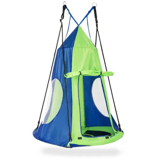 2-in-1 40 Inch Kids Hanging Chair Detachable Swing Tent Set Orange {9}