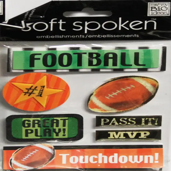 Me & My Big Ideas Soft Spoken Football Dimensional Stickers {1}