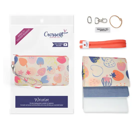 Crosscut Sewing Co.&reg; Wristlet Sewing Kit - Beginner Sewing Project Kit Strawberry {1}