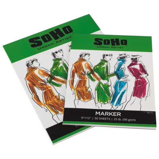 SoHo Urban Artist Marker Paper Pads - Bleed Resistant Paper for Drawing or Sketching with Markers, Ink, Pens, Color Blending, & More {2}