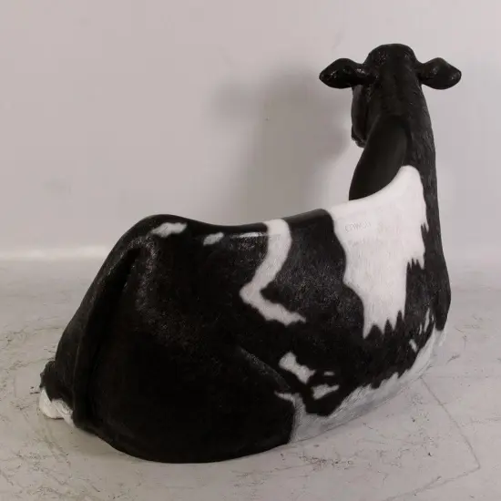 Holstein Cow Bench Life Size Statue {6}