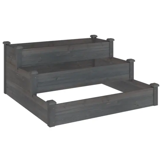 vidaXL Garden Raised Bed Gray 47.2x47.2x22 Solid Wood Fir {2}