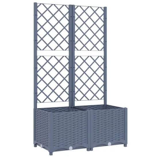 vidaXL Garden Planter with Trellis Dark Gray 31.5x15.7x53.5 PP {2}