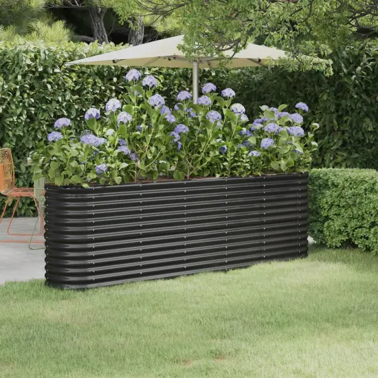 vidaXL Garden Raised Bed Powder-coated Steel 88.2"x15.7"x26.8" Anthracite {1}