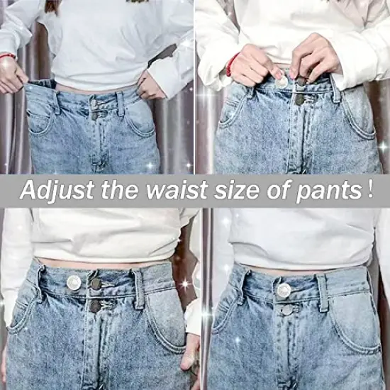 32 Sets Jeans Buttons Replacement, 17 mm and 20mm No-Sew Removable Metal Buttons Replacement Repair Combo Thread Rivets and Screwdrivers in Storage Box, Women and Men's Jeans Clothing Supplies {3}