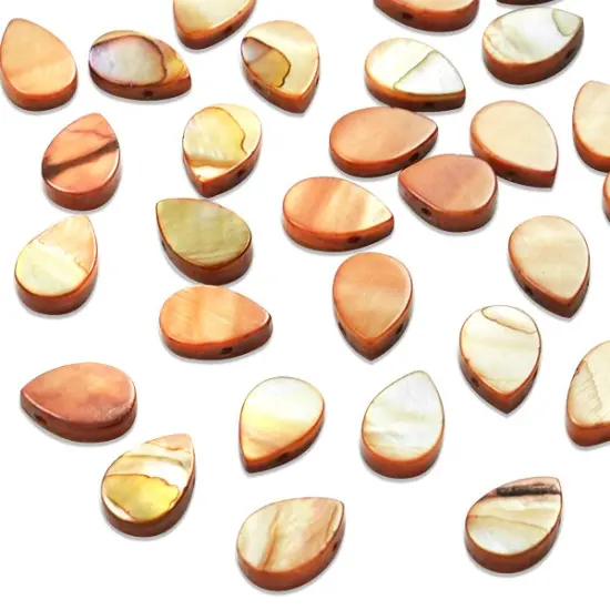 6 Packs of Teardrop Tinted Shell Beads - Beige - 2 x 8" Strand {1}