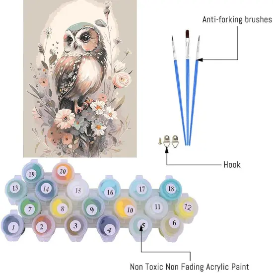 Owl Paint by Number for Adult Kit {2}