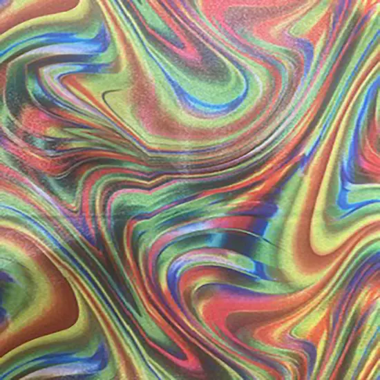 1 Yard Volcano Abstract Rainbow Polyester Spandex Fabric 58/60 Inch Width Orange Green Combo {1}