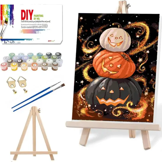 Halloween Pumpkin Paint by Numbers Kit - 12x8 Inch {1}