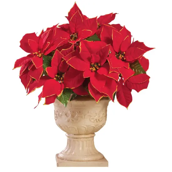 Collections Etc Glitter Poinsettia Bushes - Set of 3 {2}