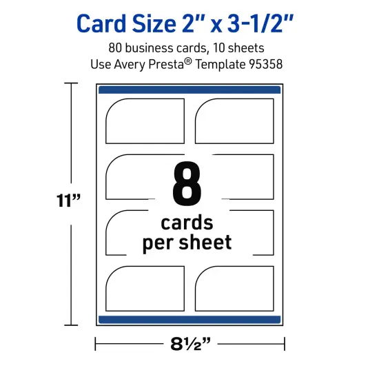 Avery Printable Single Rounded Corner Rectangle Business Cards, Sure Feed Technology, 2" x 3-1/2", Matte White Cardstock, Print-to-The-Edge, Laser/Inkjet Printable, 80 Total {11}