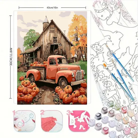 Autumn Pumpkin Paint by Numbers Kit - 16x16 Inch {4}